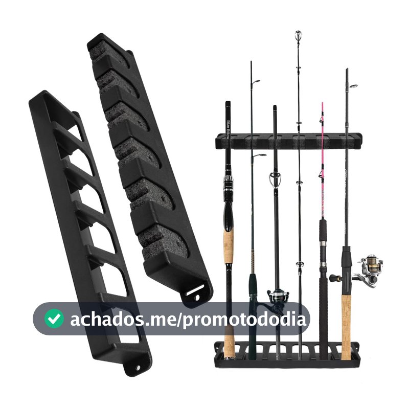 Suporte Vara Para Pesca Expositor De Parede 6 Varas