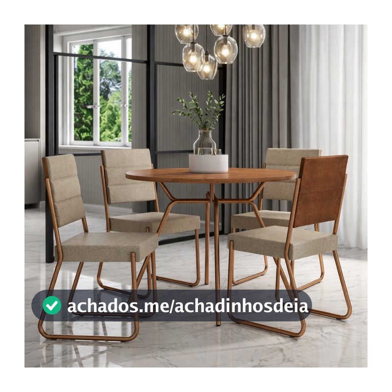 Conjunto Sala de Jantar 4 Cadeiras San Francisco Carraro Rosê