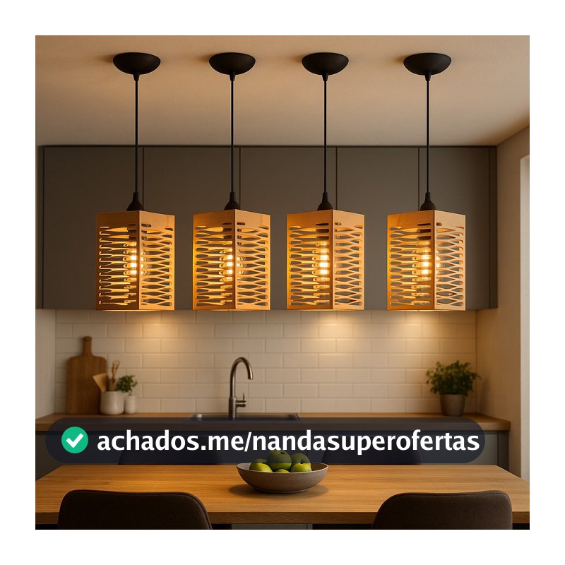 Kit 4 Luminárias Pendentes De Teto Estilo Moderno Área Gourmet
