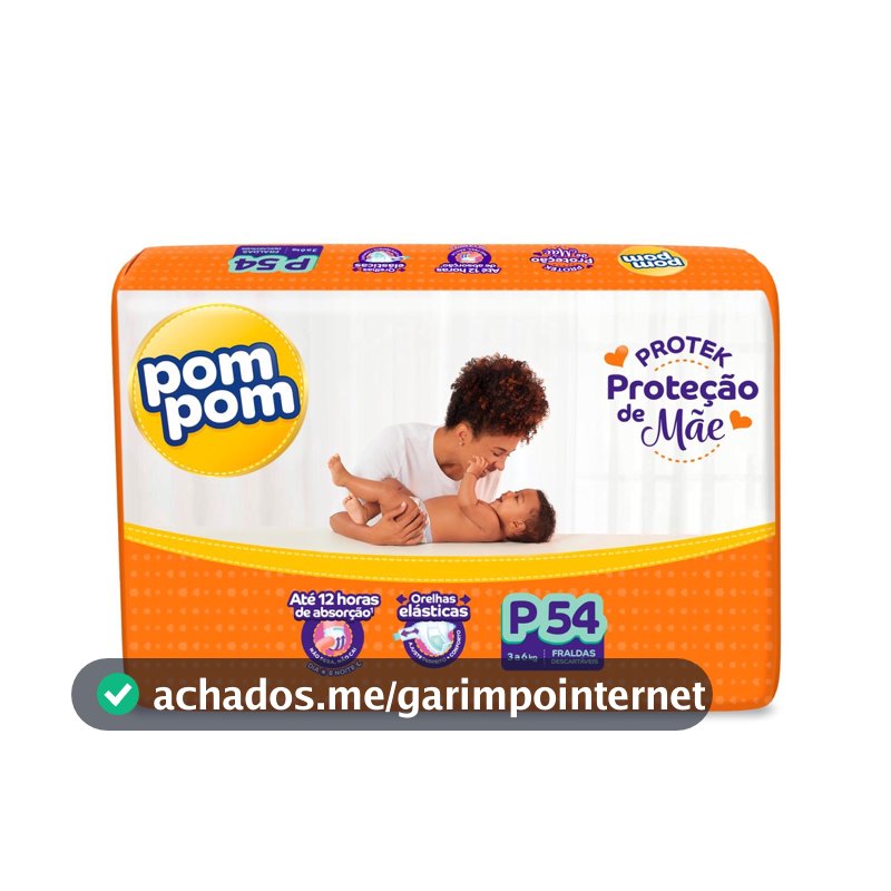 Fralda Pom Pom Derma Protek Mega P com 54un