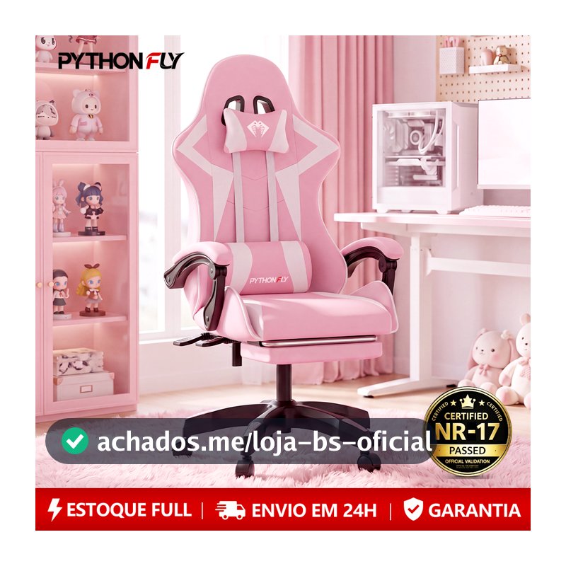 Cadeira Gamer Ergonômica Reclinável com Apoio de Pés Ajustável e Base Giratória – Máximo Conforto para Longas Sessões de