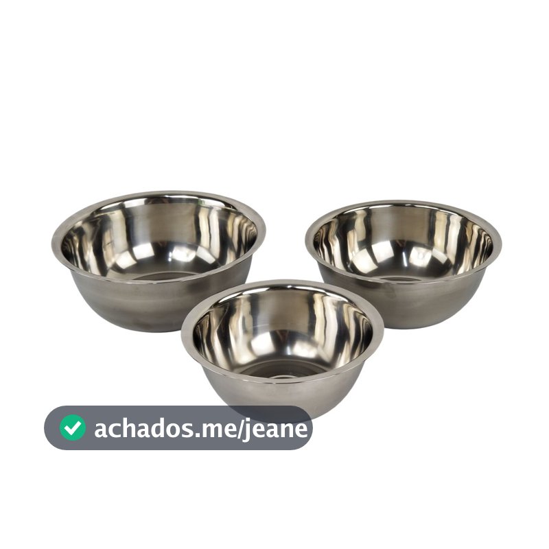 Jogo 3 Tigelas de Inox Multiuso Laradore - 18cm, 20cm e 22cm
