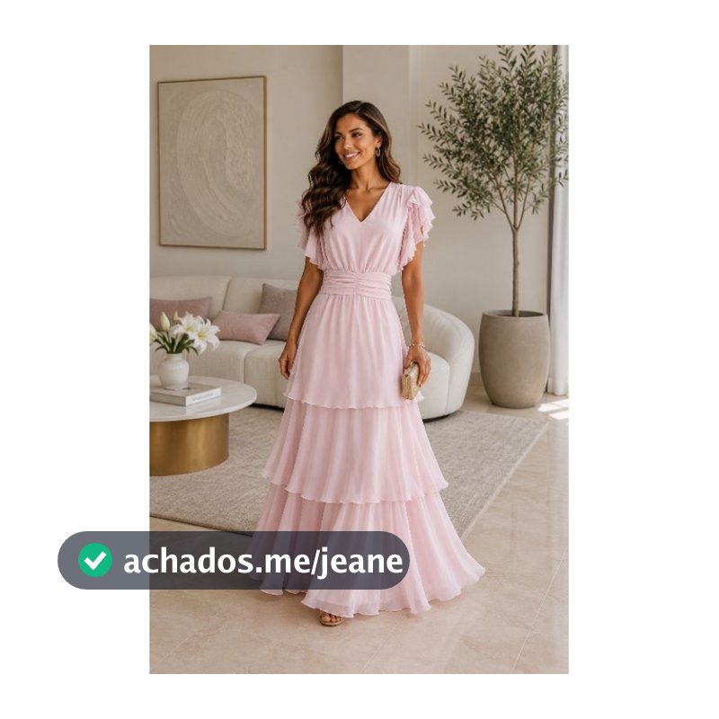 vestido longo elegante na 3 camadas