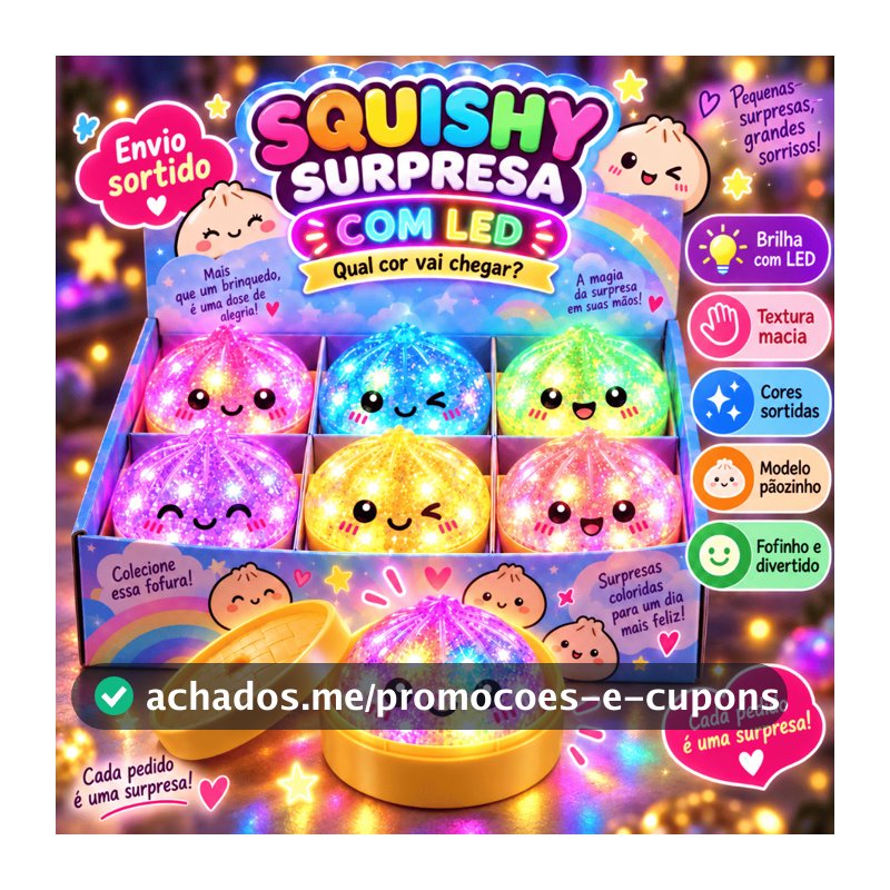 Squishy Brinquedo Com Luz Squish Surpresa Antiestresse Bolinho Fofinho Macio Tamanho Grande