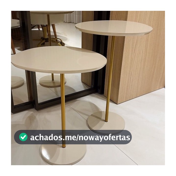 Kit com 2 Mesa Lateral e de Apoio Orgânica em MDF Aço Dourado Conjunto Decorativo Moderno -LH Móveis