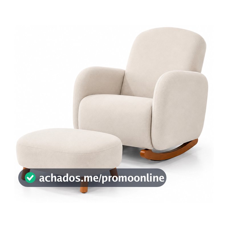 Poltrona de Amamentação Decorativa Curva Balanço Orgânica Boucle para Sala Moderna Confortável Mommy Opala