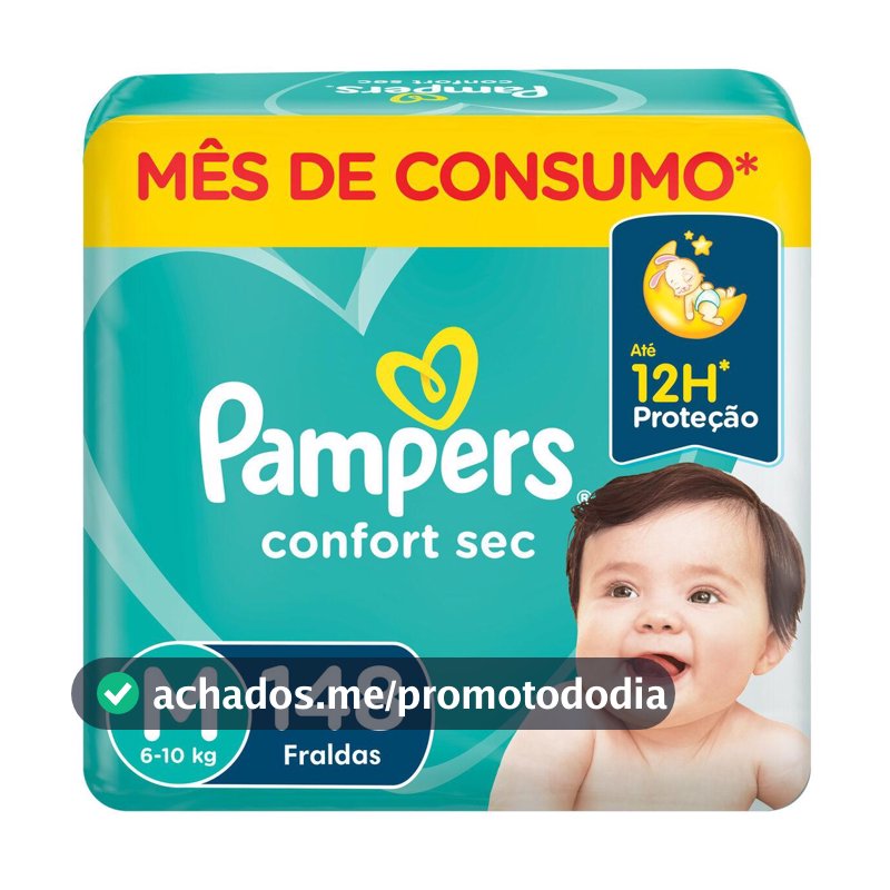 Fralda Pampers Confort Sec Jumbo Plus M com 148un