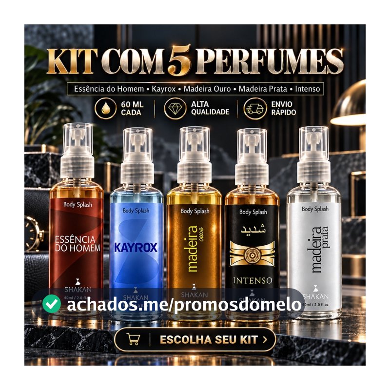 Kit 5 Bodysplash Masculinos Famosos Perfumes Arabes Spray 60ml