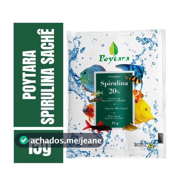Ração para Peixes Poytara Spirulina 20% Sachet 15g - ZLPET