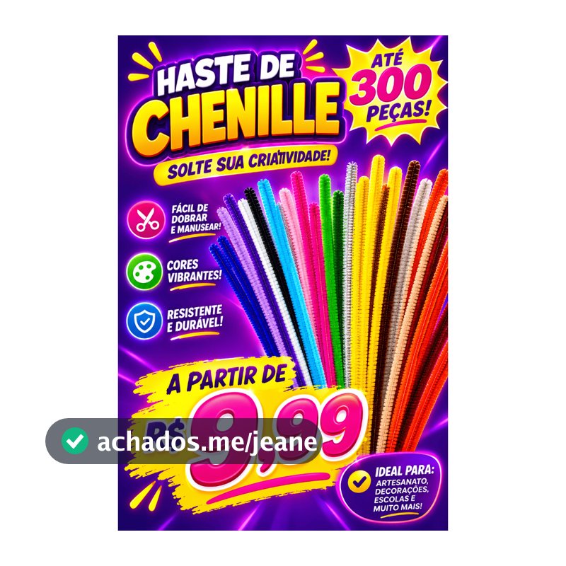Haste de Chenille Limpador de Cachimbo Arame Felpudo para Artesanato