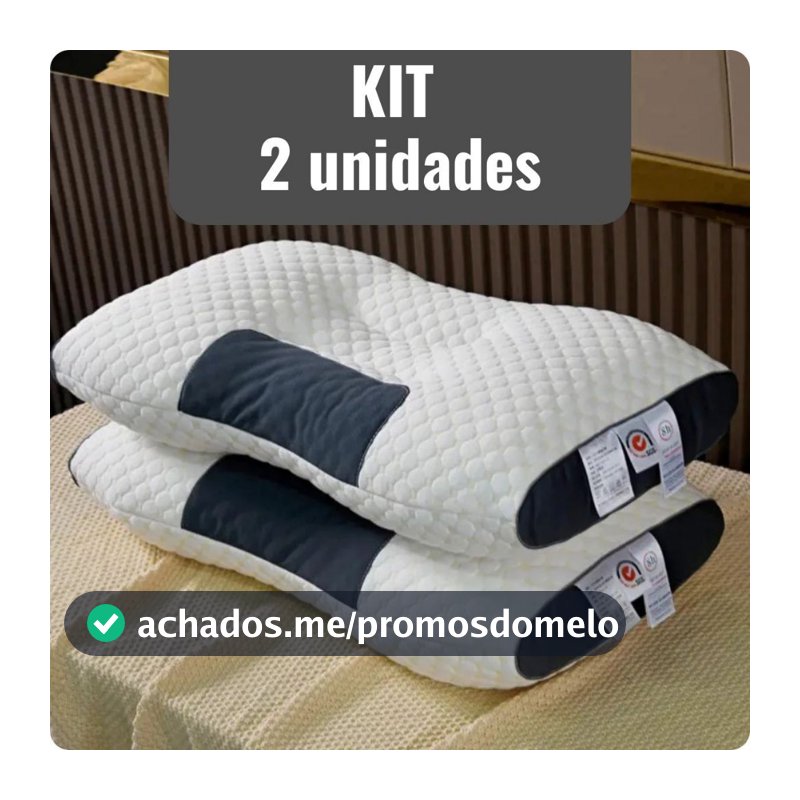 Kit 2 Travesseiro Cervical Ortopédico Ergonômico Confortavel Alivia Dores Coluna Postura Macio Premi
