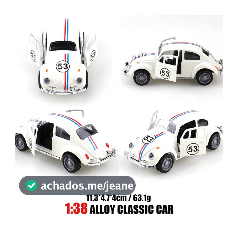 Herbie Beetle 53 portas e capô de metal carro de brinquedo infantil