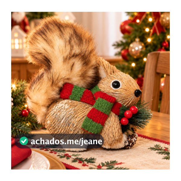 Enfeite de Natal Decorativo Esquilo de Palha Esquilo Rustica Natalina Arvore de Natal Decoração Mesa