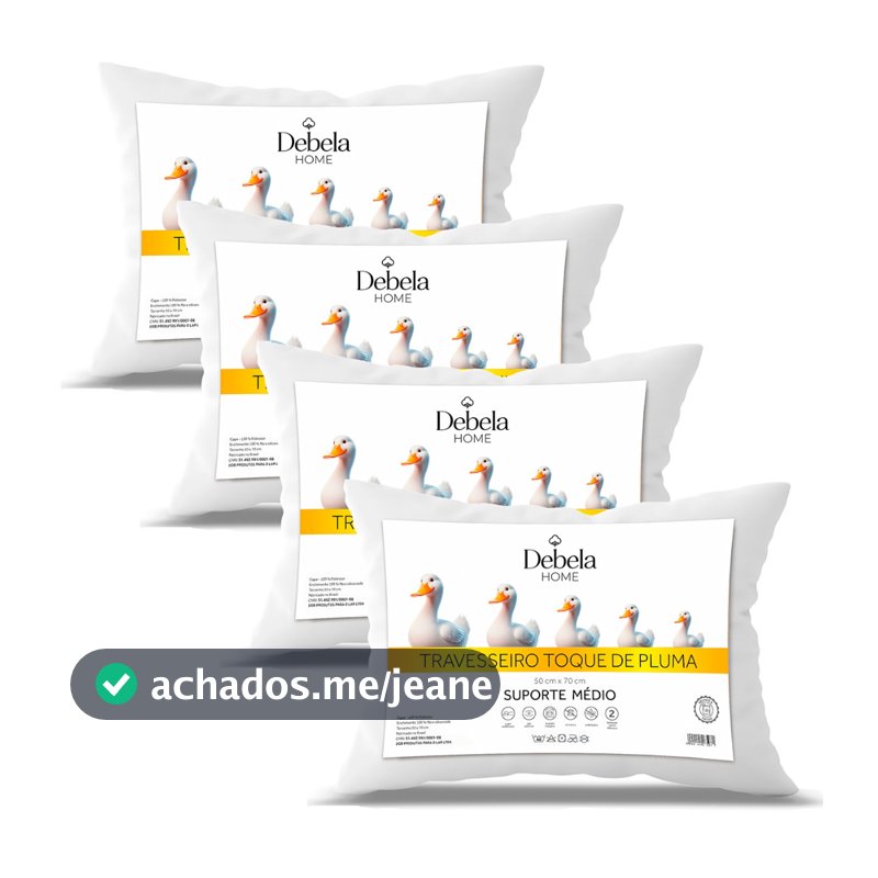 Jogo C/ 4 ou 2 Travesseiro Pluma de Ganso Confortavel e Macio Antiacaro 50x70cm