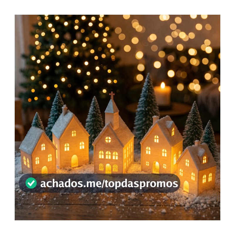 Kit 5 Casinhas Vila Natalina Iluminadas - Com Velas de Led - Magia e Aconchego para o seu Natal!
