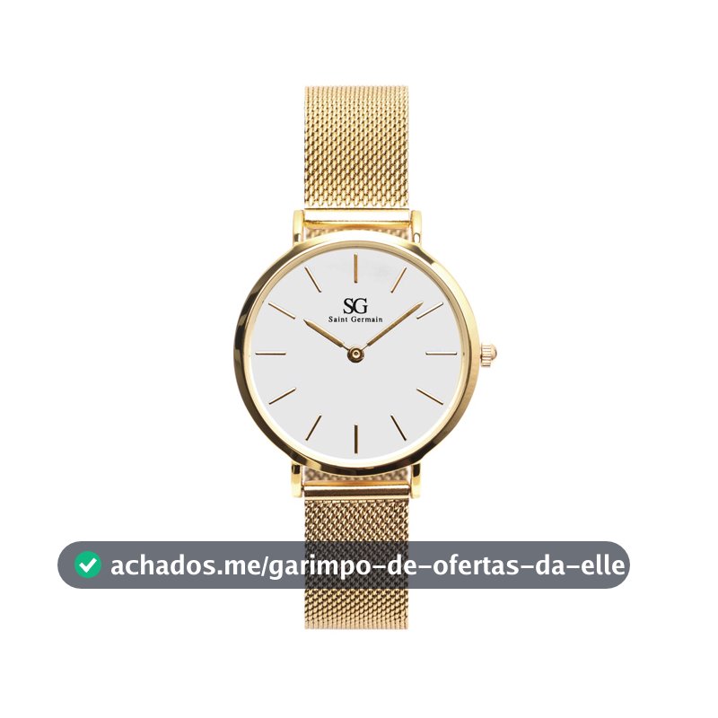 Relógio Feminino Dourado Saint Germain Chelsea Gold 32mm Fundo Branco