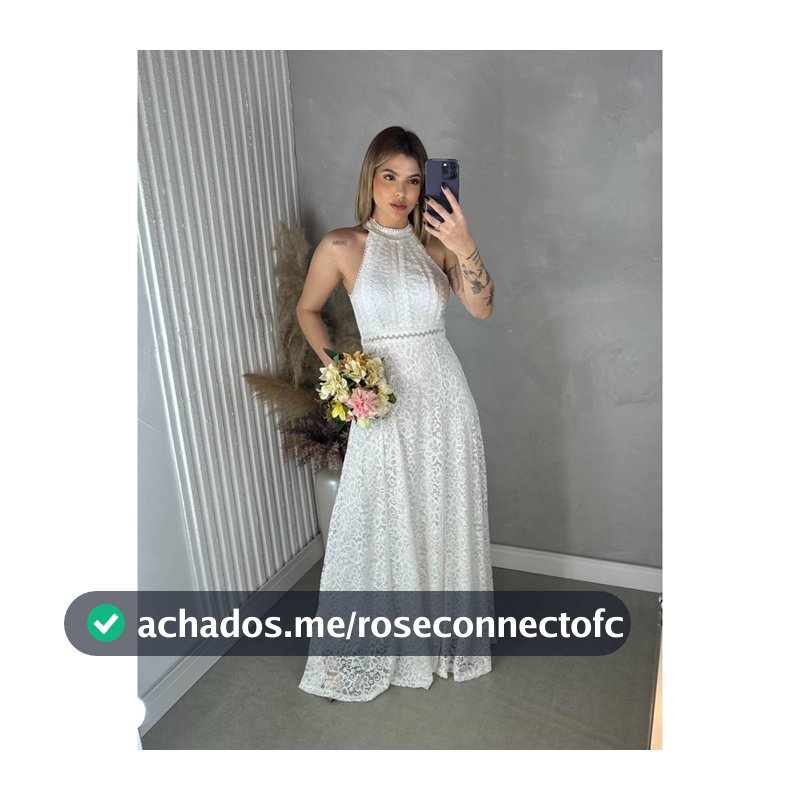 VESTIDO DE CASAMENTO LONGO DE RENDA FRENTE UNICA NOIVADO COR OFF