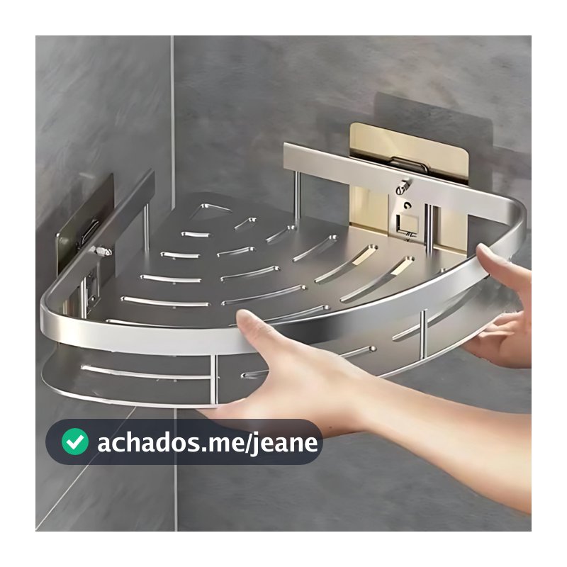 KIT 2 PRATELEIRAS PARA BANHEIRO CROMADO SUPORTE PARA SHAMPOO TRIANGULAR PRATEADO ALUMINIO DE CANTO