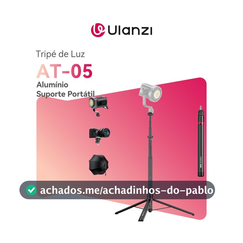 ULANZI AT-05 Tripé de Luz 2m em Alumínio, Suporte Portátil para Câmera e Smartphone, Ideal para Vlog e Viagem