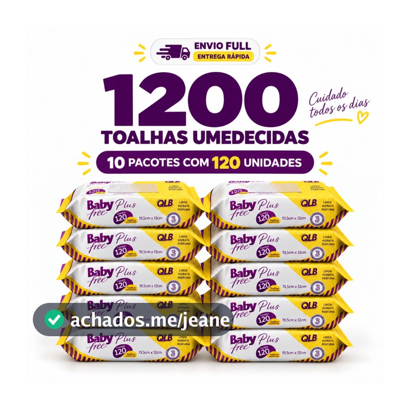 Caixa Lenços/Toalhas Umedecidas Baby Free Plus c/ 120 Unidades Cada – Sem Tampa FlipTop