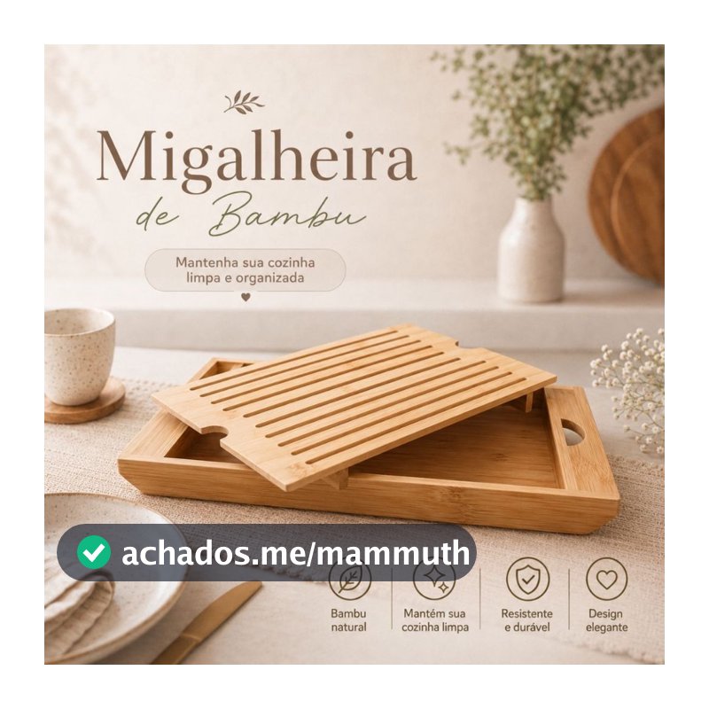 Bandeja Migalheira Tabua de Bambu para Pães Multiuso Café da Manhã Tabua de Cortes Porta Talheres