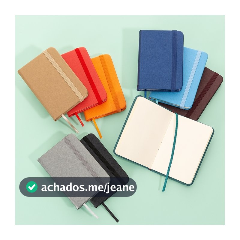 Kit 10 Mini Cadernetas Tipo Moleskine Sem Pauta Capa Dura