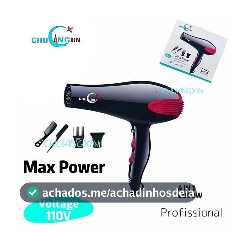 Secador De Cabelo Turbo Profissional 6000w 4 Em 1 110v / 220v