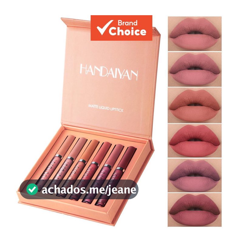 Handaiyan 6 Unidades De Conjunto De Maquiagem Labial Líquida Fosca , Tonalidade À Prova D'água De Longa Duração , Copo A