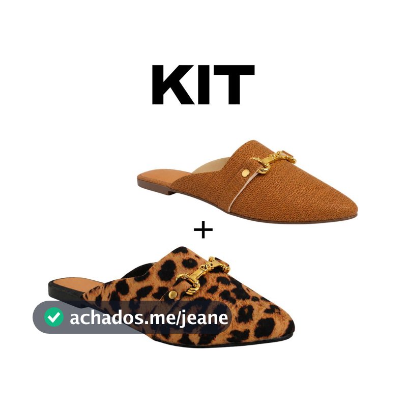 Kit 2 Pares Sandália Feminina Mule Bico Fino Conforto Social Elegante Bia