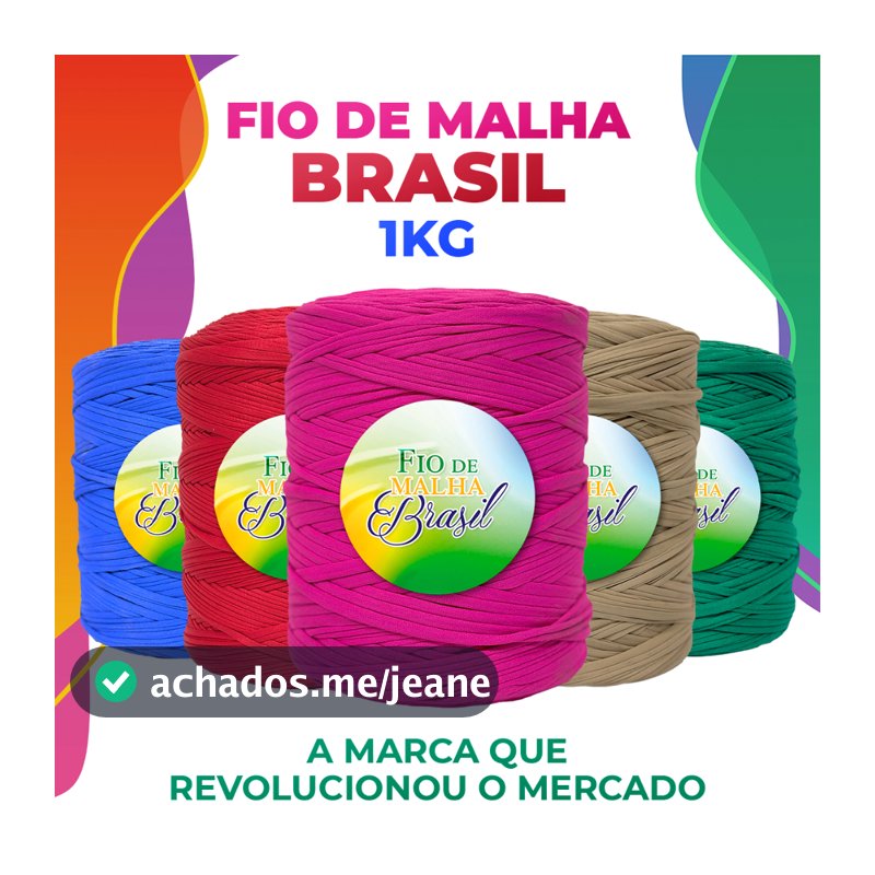 Fio de Malha Brasil 1Kg - Coloridos Cores Variadas OFERTA Crochê Residual Bolsa Tapete Lycra Elastano