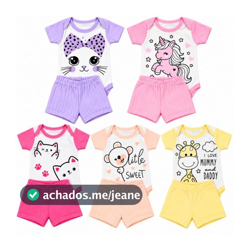 COMBO 2 PEÇAS ROUPA DE MENINA BEBÊ SORTIDOS VERÃO 100%ALGODÃO