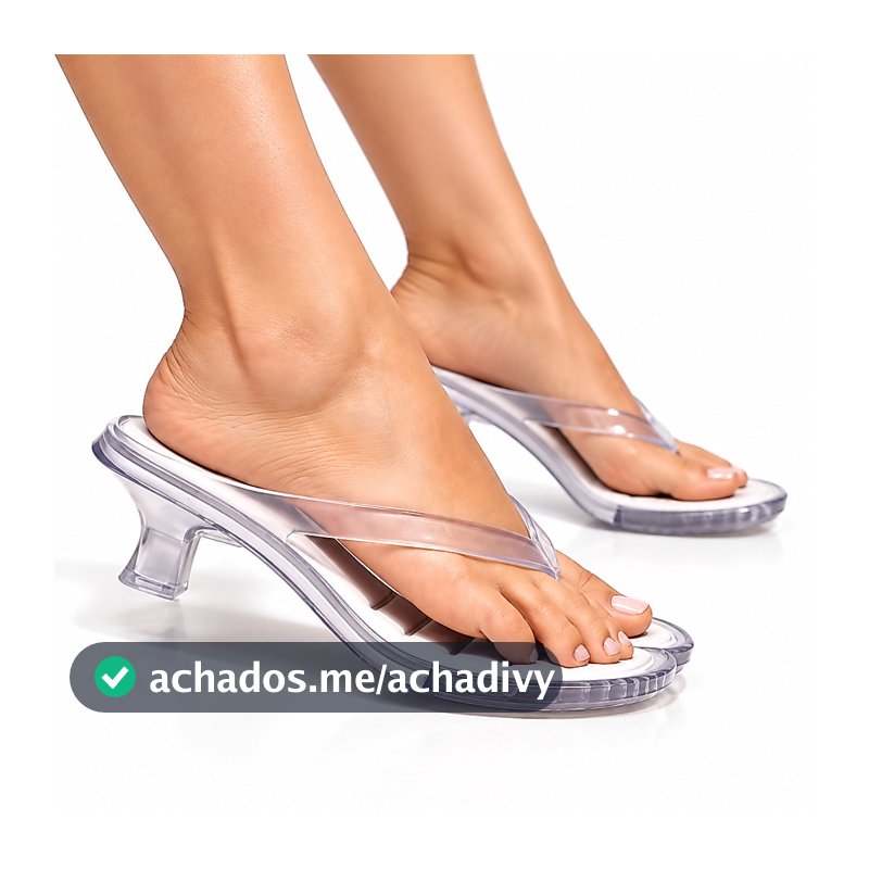 Sandália Feminina Saltinho Transparente Salto Baixo Tamanco Dedo Elegante Moderna Leve Confortável