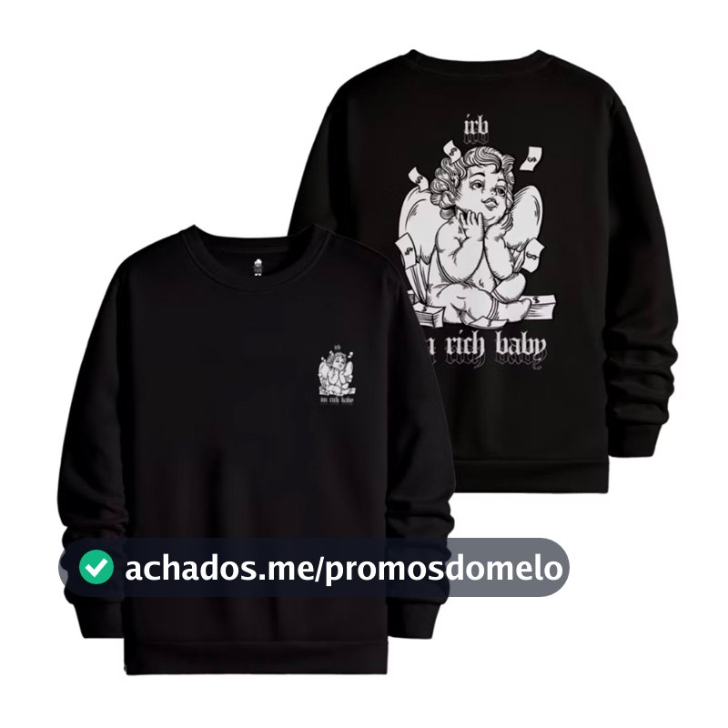 Moletom Gola Redonda Blusa De Frio Casaco Anjo Money Streetwear Cartton Style I'm Rich Baby