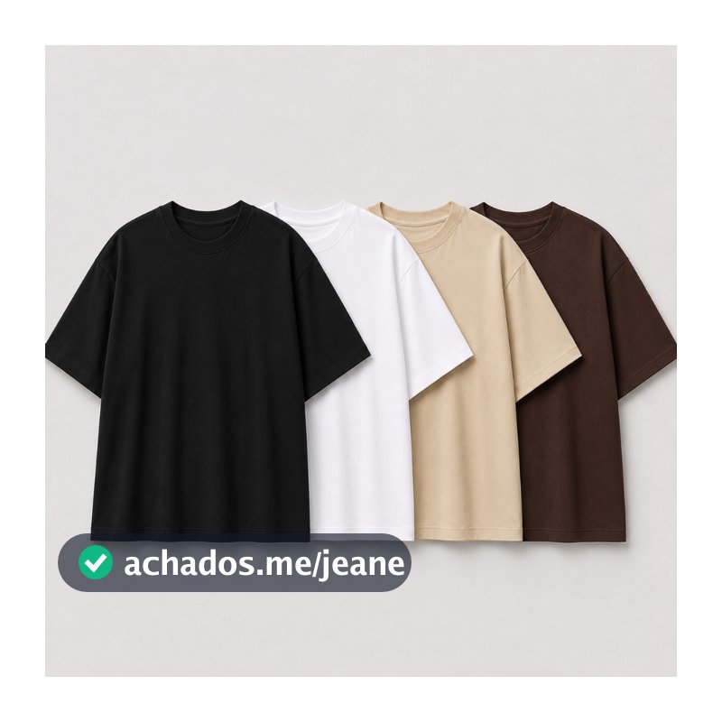 Kit 4 Camiseta Oversized Basic 100% Algodão Penteado Cores Lisas e Super Macias