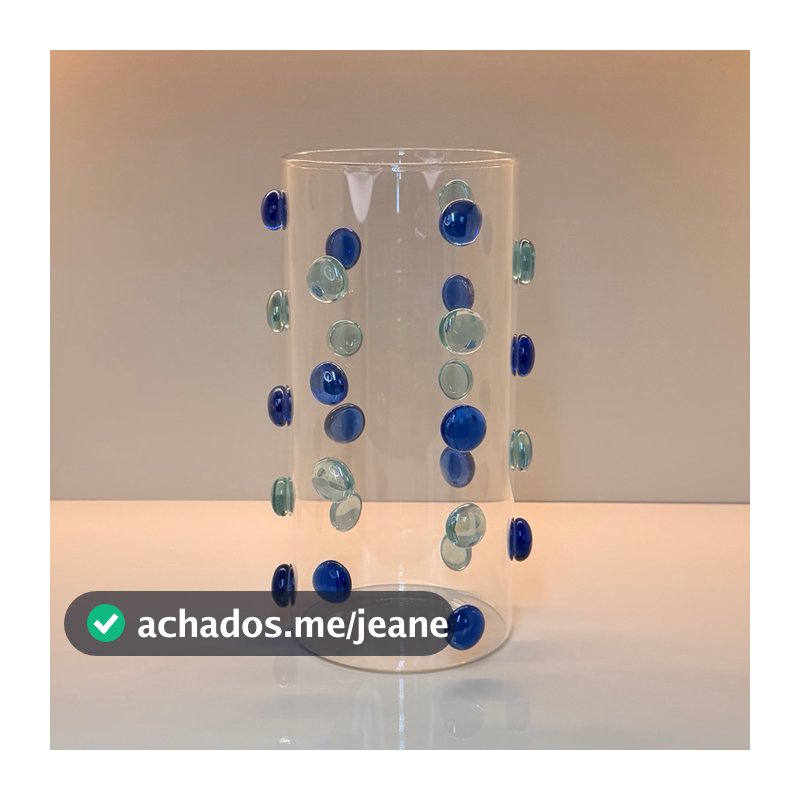 Vaso Decorativo Vidro Cilíndrico com Gemas Coloridas 21x10cm Flores Arranjo Sala Mesa de Centro Presente Decorado