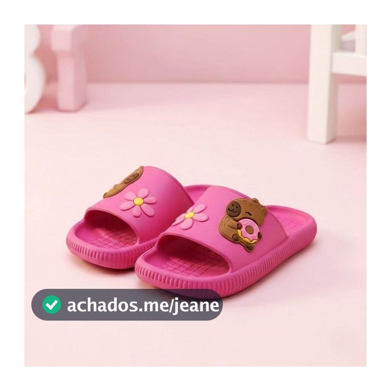 Chinelo Nuvem Ultra Macio Infantil Adulto – Personagem Capivara e Flor