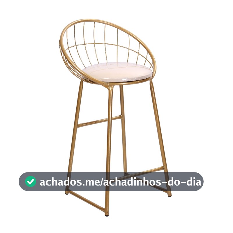 Banqueta Moderna Paris Dourada para Balcão com Assento Banco Alto Cozinha Área Gourmet