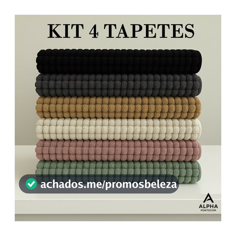 Tapete Bolinha KIT 4 Unidades Microfibra Banheiro Popcorn 38x58 Antiderrapante Macio Alta Absorção