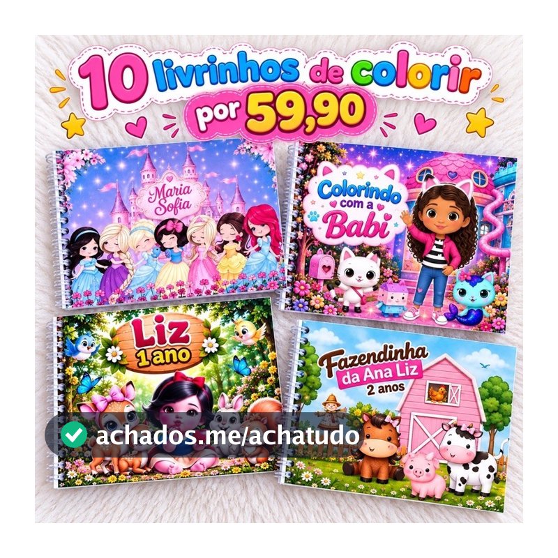 Livrinho de colorir (10x15cm) CAPA MOLE - para lembrancinha de aniversário - escolha o personagem