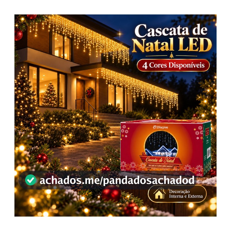 Cascata de Luzes de Natal 10m 400 LEDs 54 Quedas Pisca-Pisca Enfeites de Natal para Fachada Jardim e Decoração Externa