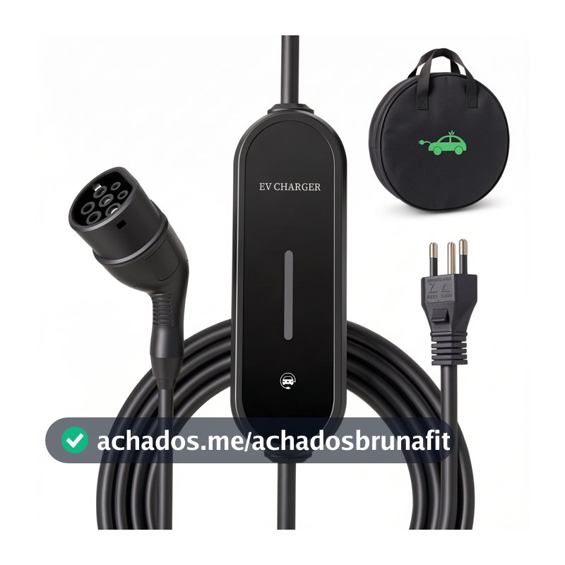 Carregador Portátil EV 7kW/3,5kW com Adaptador Azul | Bivolt 127V/220V | Cabo Cobre Puro 5m TPE | IP54
