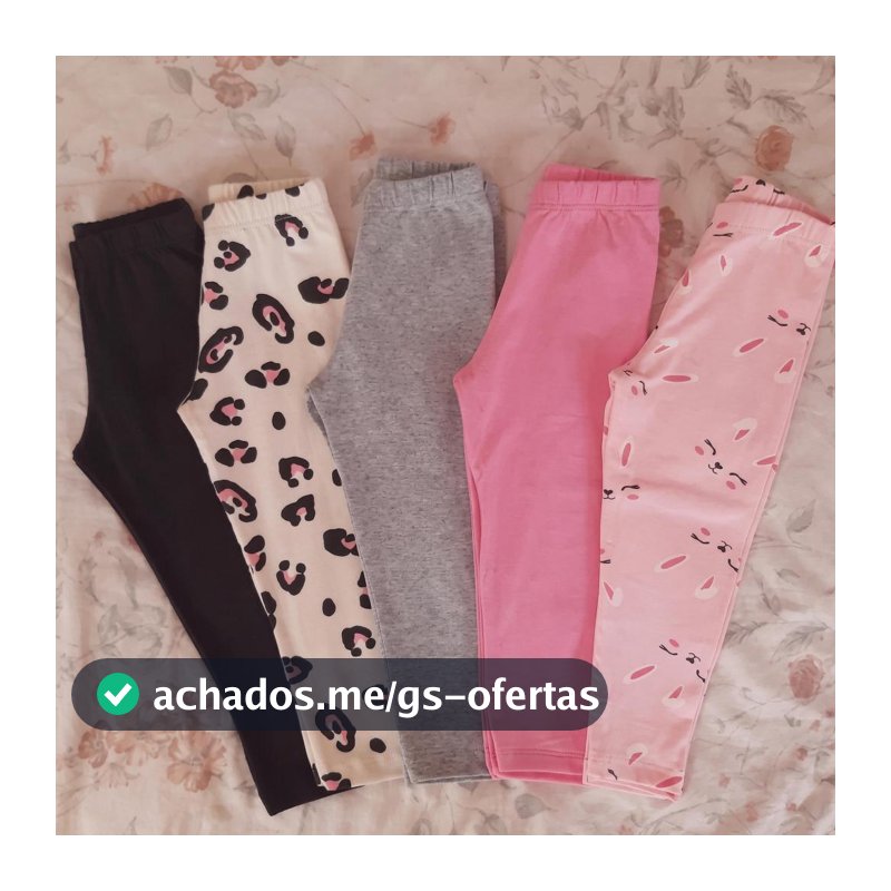 Kit 5 ou 3 calças Legging Infantil Cotton Algodão Menina Atacado Escolar Confortável e Flexível Lisas Estampadas