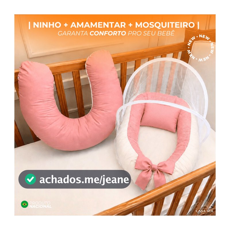 NINHO REDUTOR DE BERÇO  | ALMOFADA AMAMENTAÇÃO  | MOSQUITEIRO PROTETOR  | 400 FIOS  | LISO