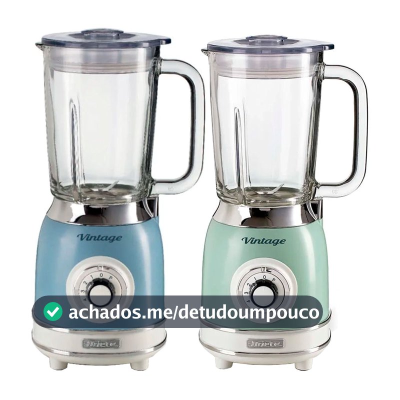 Liquidificador Vintage Ariete 1000W Copo de Vidro 1,5L 4 Lâminas Inox 4 Velocidades Função Pulsar