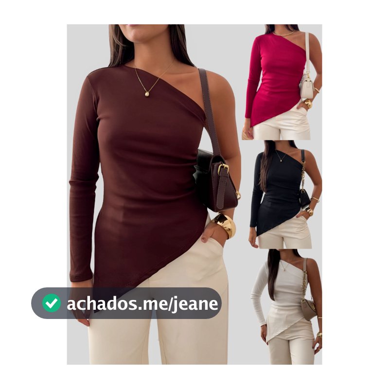 Kit 2 Blusas Feminina Assimétrica Mula Manca Manga Longa Ribana Premium Básica Moda Casual Tendencia 2025