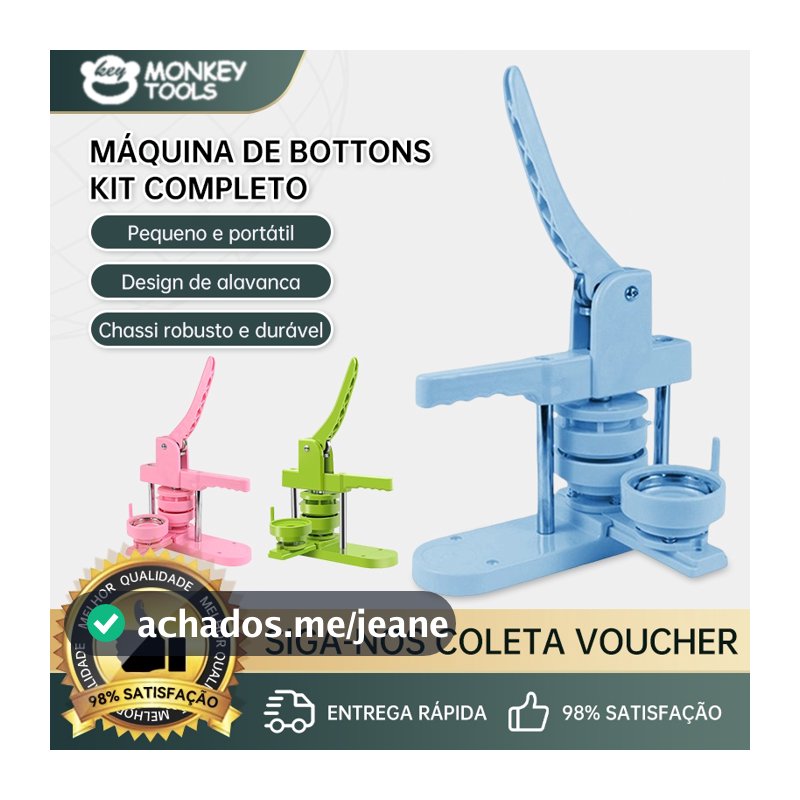 MonkeyTools Kit Conjunto de Máquina de Botton, Broche 32/44/58mm + 100 jogos de Bottons de alfinete