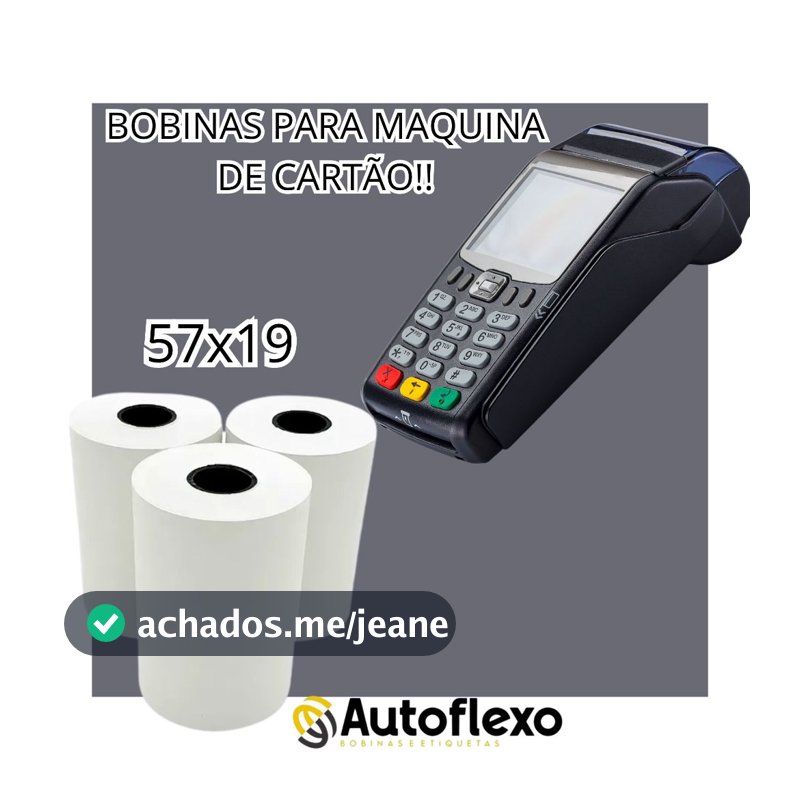 Kit Bobina 57x19 Para Maquina De Cartão Qualquer Modelo Branca Fácil De Instalação Envio Rápido