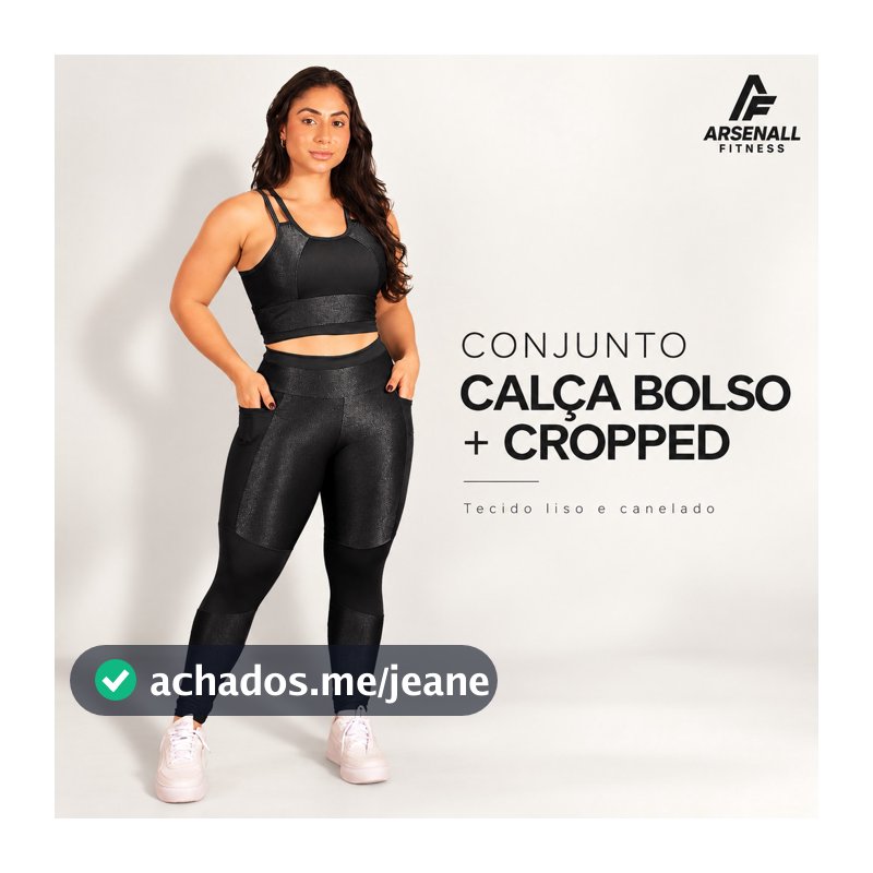 Conjunto Fitness Canelado Feminino Poliamida Blackout