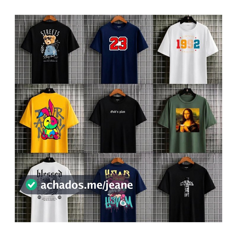 Camiseta Masculina QUEIMA DE ESTOQUE Estampa e Cor Aleatoria Camisa 100% Algodão