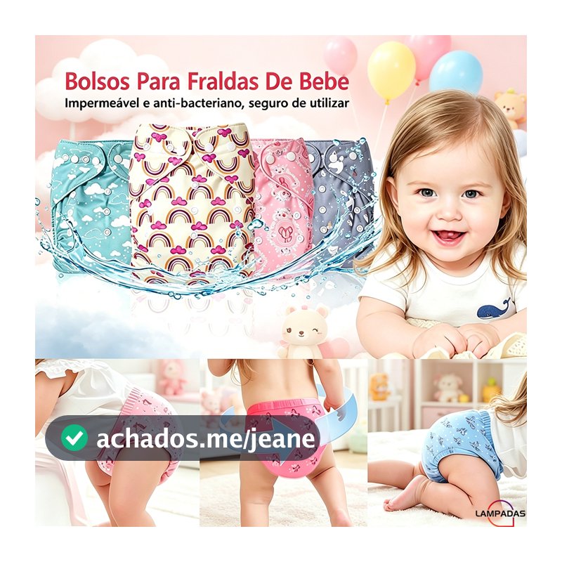 Fralda Reutilizável Impermeável Para Bebê Respirável E Segura Para Pele Sensível Ajustável Para